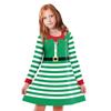 Vestido informal para padres e hijos para fiestas navideñas europeas y americanas, vestido de juego con estampado digital de rayas verdes navideñas para mujer