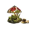 Lâmpada de Vitral Modelo Novo Sapo e Flor Transfronteiriça Lâmpada de Mesa de Resina com Design de Sapo e Flor