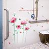 Fabricantes de pegatinas de pared nuevas al por mayor, pegatinas de pared decorativas impermeables extraíbles con diseño de flores de acuarela rosa para dormitorio y sala de estar SK9201