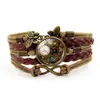 Pulsera de Engranajes Mecánicos Steampunk con Gema del Tiempo Símbolo Infinito Mariposa Marrón Pulsera Tejida Multicapa Venta al por Mayor