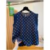En Stock Estilo Francés Único Lino Lunares Volantes Adorno de Encaje Mangas Cortas Ligeras Blusa Top para Mujer Elegante Reductor de Edad Camiseta sin Mangas Mujer