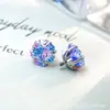 Pendientes de Titanio F-136 Aleación Redondos con Garras Gradiente Flor de Cerezo de Cinco Pétalos Circonita G23 Titanio Rosca Interna Circonita Piercing de Labio
