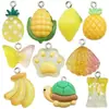 Colgante de Resina Amarilla Maíz Piña Concha Mariposa Caramelo Encanto DIY Lindo Dibujo Animado Creativo Accesorios de Resina