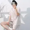 Pijama de algodão Lyocell para mulheres, conjunto de verão doce com estampa de desenho animado, fino, de manga curta, com bojos, folgado, casual, para casa