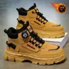 Botas Martin para Hombre, de Caña Alta, Forradas de Felpa, Impermeables, Antideslizantes, Zapatos de Trabajo que Aumentan la Altura, Botas de Trabajo Trendy para Exteriores