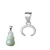 Hebilla Colgante de Plata de Ley S925 Agujero Cruzado Hebilla de Nariz de Vaca Cabeza de Hebilla Calabaza Accesorios Hebilla Pinza de Ámbar y Jade Hecho a Mano DIY