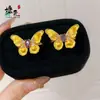 Tienda de Oro Mismo Estilo Oro Arena Púrpura Cepillado Anillo Mariposa de Ensueño para Mujer, Joyería Versátil de Moda de Gama Alta Simple de Nicho