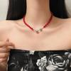 Colar de Miçangas Estilo Francês Retrô Coração Feminino Luxo Leve Nicho Corrente de Colar de Alta Qualidade Único Simples Versátil Corrente de Lã Tendência