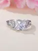 Anillo Princesa Cuadrado Retro Europeo de Circonita Versátil para el Día a Día Marquesa Gota de Agua Incrustado con Pequeños Diamantes Banda Lisa