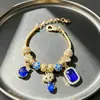 Pulseira Pan Jia Venda Quente Transfronteiriça Pulseira DIY Strass Azul Gato Lua Pentagrama Coração Joias da Moda