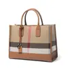 Moda Europea y Americana Casual Bolso Grande de Cuero Genuino para Mujer Nuevo de Moda de Gama Alta Cuadros Piel de Vaca Capa Superior Bolso Tote Grande
