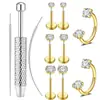 Conjunto de 11 Peças de Piercings Labiais de Encaixe Transfronteiriços e Brincos, Conjunto de Brincos de Aço Inoxidável com Zircônia Unissex