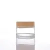 Tapa de Grano de Madera al por Mayor Tarro de Crema Crema Facial Mascarilla Vidrio Grueso Mate Botella Dispensadora Cosmética Producto para el Cuidado de la Piel Alto Valor Estético