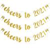 ¡Salud por 2022! Banner de vidrio con purpurina y pequeños discos para celebrar el Año Nuevo 2022 Banner para fiesta de Año Nuevo