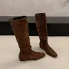 Punta cuadrada no demasiado larga bota pila pila moda pliegues interior altura de la rodilla aumento 2026 caña larga estilo nuevo simple otoño invierno 4cm bota mujer