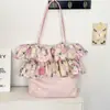 5423 Nuevo Bolso de Hombro Patchwork Floral Rosa Vintage para Mujer con Volantes, Gran Capacidad, para Viaje, Portátil, de Axila