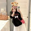 Camiseta de Manga Corta de Verano Nueva para Mujer Lightning Warehouse, Estampado de Gato Estilo Coreano, Corte Holgado, Tallas Grandes, Estilo Trendy Ins