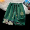 Diseño Retro Americano, Patchwork de Nicho, Corte Holgado, Oversize, Shorts de Calle Resistentes de Moda para Hombre, Shorts Casuales para Hombre