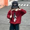 Sudadera con capucha para niña, estilo occidental, informal, de otoño e invierno, con base roja gruesa, para niña, 2024