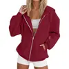 Nueva Sudadera con Capucha de Moda Casual para Mujer, Color Sólido, Manga Raglán, Cremallera, Bolsillo con Cordón