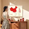 Mapa de China Decoración para Sala de Estar Pintura Cuerda para Colgar Mural Estilo Tronco Pintura Colgante para Entrada Lienzo Colgante para Estudio Pintura de Pared para Dormitorio