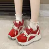 Zapatos deportivos retro coreanos de comercio exterior transfronterizos para otoño e invierno, zapatillas de plataforma de caña baja con bloques de color, zapatos gruesos para mujer que aumentan la altura