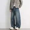Pantalones Curvos Estilo Retro Americano para Hombre Shanggu, Jeans de Alta Moda con Estampado de Rayos de Cintura Media