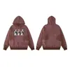 Nuevo modelo ERD: Estilo rico y desgastado, cuello abierto con cremallera, estampado de pines y letras, chaqueta sudadera con capucha unisex