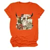 Camiseta redonda de manga corta para mujer, de moda y única, con diseño de calavera, cabeza de toro, floral, suculentas, estilo europeo y americano, del sitio independiente Amazon Wish