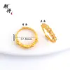 Anillo Dorado de Larga Duración para Mujer al por Mayor, Estilo Vintage con Acabado de Alta Gama, Incrustado con Diamantes, Nudo de Lazo Único, Diseño Floral, Palabras Auspiciosas, Anillo Ajustable
