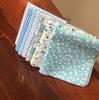 Tecido de Algodão Puro Pequeno Floral Algodão Tecido Estampado Conjunto de Tecido Azul Pequeno Tecido Cabeça DIY Material para Máscara 25*25