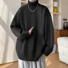 Suéter de cuello alto para hombre de otoño e invierno, estilo casual, engrosado, corte holgado, elegante, adecuado para hombres jóvenes, se puede usar como capa base o prenda exterior, suéter de punto retro