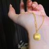 Ouro de Areia Vietnamita Ouro Fluido Anos Joias Conjunto de Três Peças Colar de Ouro de Areia Brincos Cubo de Açúcar Pequenos Anel Retro Senso de Alto Padrão