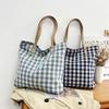 Bolsa de lona xadrez quadrada por atacado para mulheres de ombro único estilo japonês estilo coreano arte de grande capacidade pequena bolsa de classe de estudante fresco