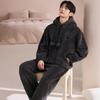 Atacado 300g Pijama Plush Feminino de Manga Longa, Roupa de Casa Masculina de Inverno com Zíper, Peça Única Dropshipping