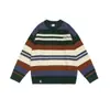 Yidao Vintage 2025 Otoño/Invierno Nuevo Estilo Americano Marca de Moda Rayas de Bloque de Color Cuello Redondo Holgado Suéter Pulóver para Pareja