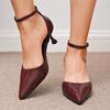 Tacones Altos de Punta con Correa Única y Tacón Fino, Estilo Nuevo, Negro, Talla Grande, Zapatos Abiertos Calados, Sandalias Cerradas de Estilo Francés al por Mayor