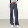 Calça Jeans de Perna Larga com Caimento em Linho Tencel para Mulheres, Novo Outono 2026 Cintura Alta Emagrecedora Elegante Casual Reta