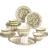 Conjunto de Tigela e Prato de Cerâmica Jasmim Polonês para Uso Doméstico, Tigela de Cerâmica Cor Creme Fresco, Hashis e Conjunto de Louças