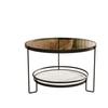 Mesa de Café Estilo Crema Vidrio Changhong Sala de Estar Apartamento Pequeño Simple Moderna Casa de Alquiler Redonda Doble Capa Placa de Roca Mesa de Café Pequeña