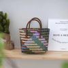Bolsa de Mano Tejida de Paja Color Retro Estilo Coreano Nueva Bolsa Cuadrada Tejida a Mano Estilo Vacacional Bolsa de Playa Bolsa para Mujer que Combina con Todo
