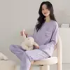 Pijama Nuevo de Algodón para Mujer, Manga Larga y Pantalón Largo para Primavera y Otoño, Se Puede Usar Afuera, Casual, Otoño e Invierno, Dulce Conjunto de Ropa para el Hogar para Mujer