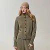 Colección Otoño 2026: Cárdigan de Punto de Cuello Alto para Mujer, Color Sólido Retro, Estilo Hong Kong de Alta Gama, Corte Relajado