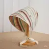 Chapéu de Balde de Aba Larga de Verão para Mulheres Listras Texturizadas Afina o Rosto Versátil Proteção Solar com Cobertura Facial Chapéu de Balde Chapéu de Pescador
