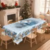 Toalha de mesa de Natal com estampa de pinheiro e rena, feita de poliéster, toalha de mesa decorativa para festa com atmosfera de feriado de inverno estilo americano