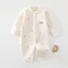 Macacão Quentinho para Bebê Recém-Nascido 100% Algodão Manga Longa Pijama Bebê Outono Inverno Acolchoado Sem Ossos Body Roupas de Engatinhar Outono Inverno