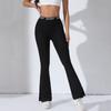 2024 Nova Calça Elástica com Letras de Cintura Alta, Alta Elasticidade, Perna Reta, Boca de Sino, Casual, Esportiva para Mulheres, Slim e Respirável
