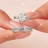Anéis de Casamento de Prata Esterlina com Moissanita para Homens e Mulheres Anel de Noivado Casamento Pedido de Casamento Fabricante de Casamento Atacado Em Estoque Dropshipping