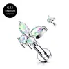 Brincos de Liga de Titânio F136 Borboleta Incrustada Zircônia Super Brilhante Luxo Acessível Brincos de Osso de Orelha Esportivos Piercings de Orelha de Titânio G23