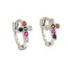 Pendientes de Tornillo Retorcido Redondos de Diamante de Color Clavos para Hélice de Oreja Cuadrados de Circonita Hermosos Europeos y Americanos Pendientes de Cruz Pendientes de Luna